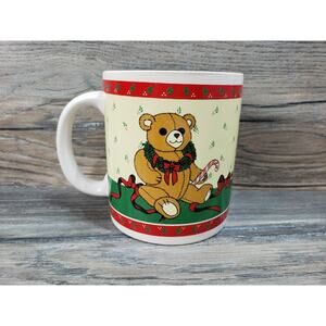 Vintage Holiday Christmas Teddy Bear Coffee Mug Cup